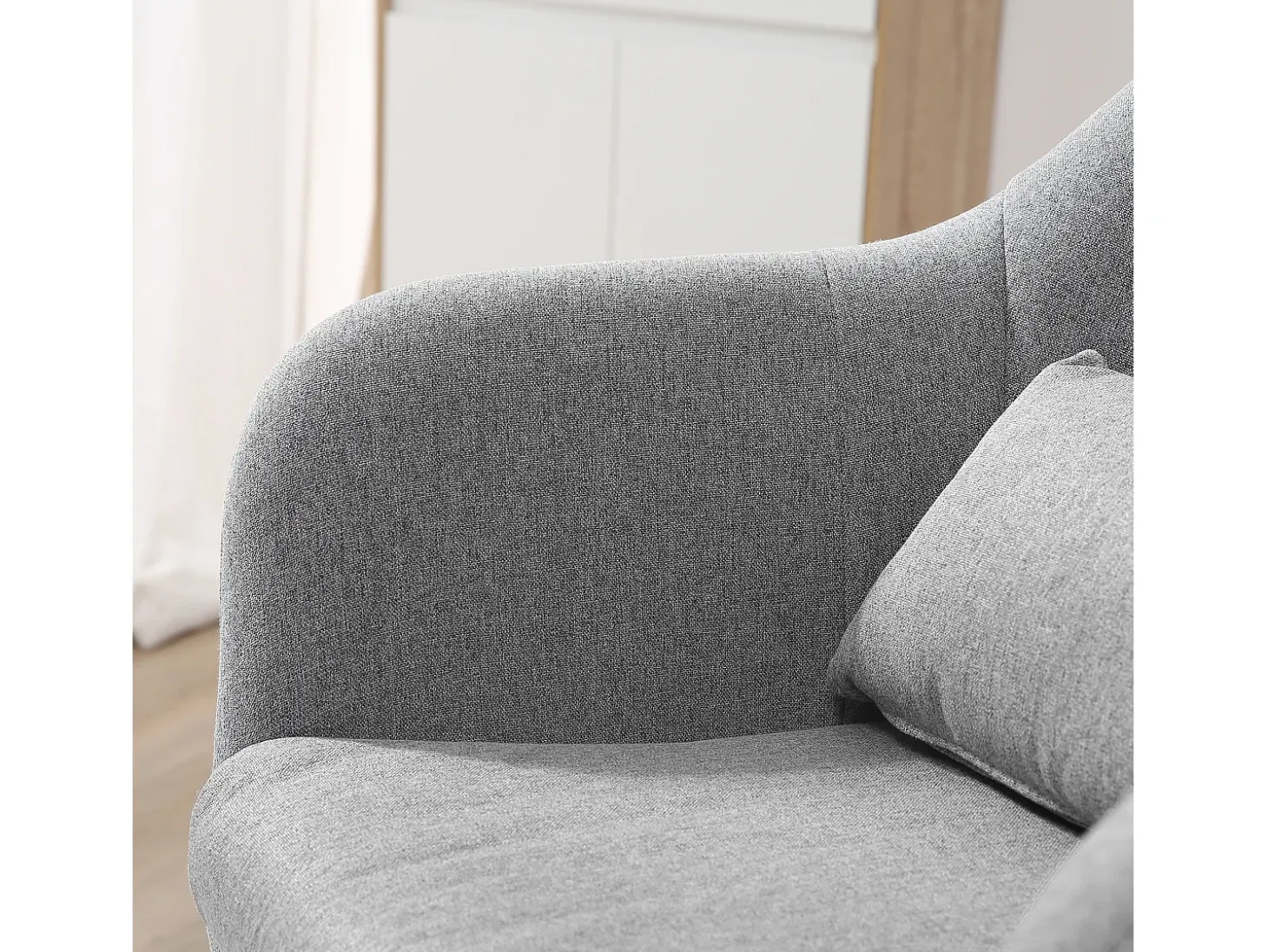 Sillón giratorio, regulable en altura, sillón decorativo de diseño retro, sillón reclinable con cojín de respaldo, lino, gris.