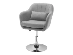 Sillón giratorio, regulable en altura, sillón decorativo de diseño retro, sillón reclinable con cojín de respaldo, lino, gris.