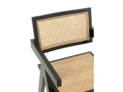Sillón GRID de madera de fresno y ratán: un diseño aireado-Color Negro