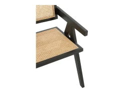 Sillón GRID de madera de fresno y ratán: un diseño aireado-Color Negro
