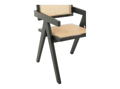 Sillón GRID de madera de fresno y ratán: un diseño aireado-Color Negro