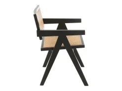 Sillón GRID de madera de fresno y ratán: un diseño aireado-Color Negro