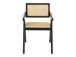 Sillón GRID de madera de fresno y ratán: un diseño aireado-Color Negro