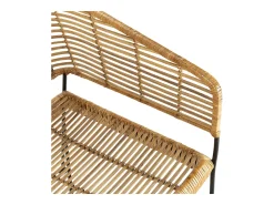 Sillón KALIA de mimbre natural con patas de metal negro – interior y exterior