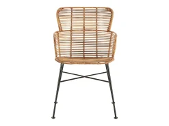 Sillón moderno BARRY en mimbre natural y patas de metal negro – interior y exterior