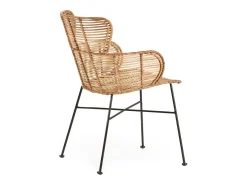 Sillón moderno BARRY en mimbre natural y patas de metal negro – interior y exterior