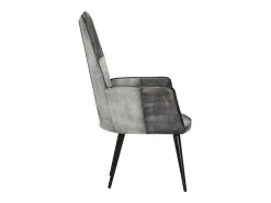 Sillón orejero de cuero auténtico gris canela ES28887