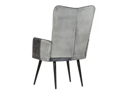 Sillón orejero de cuero auténtico gris canela ES28887