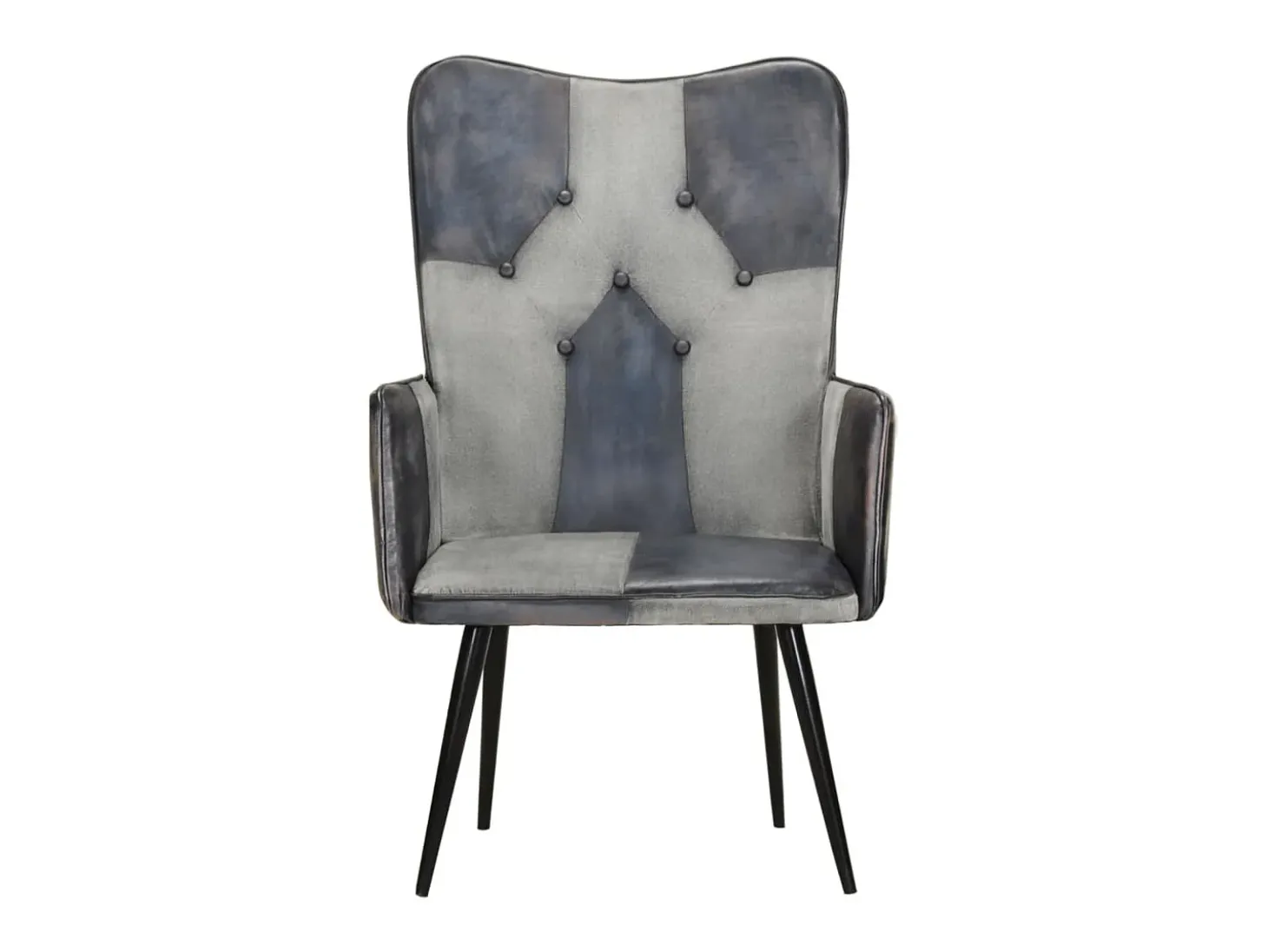Sillón orejero de cuero auténtico gris canela ES28887