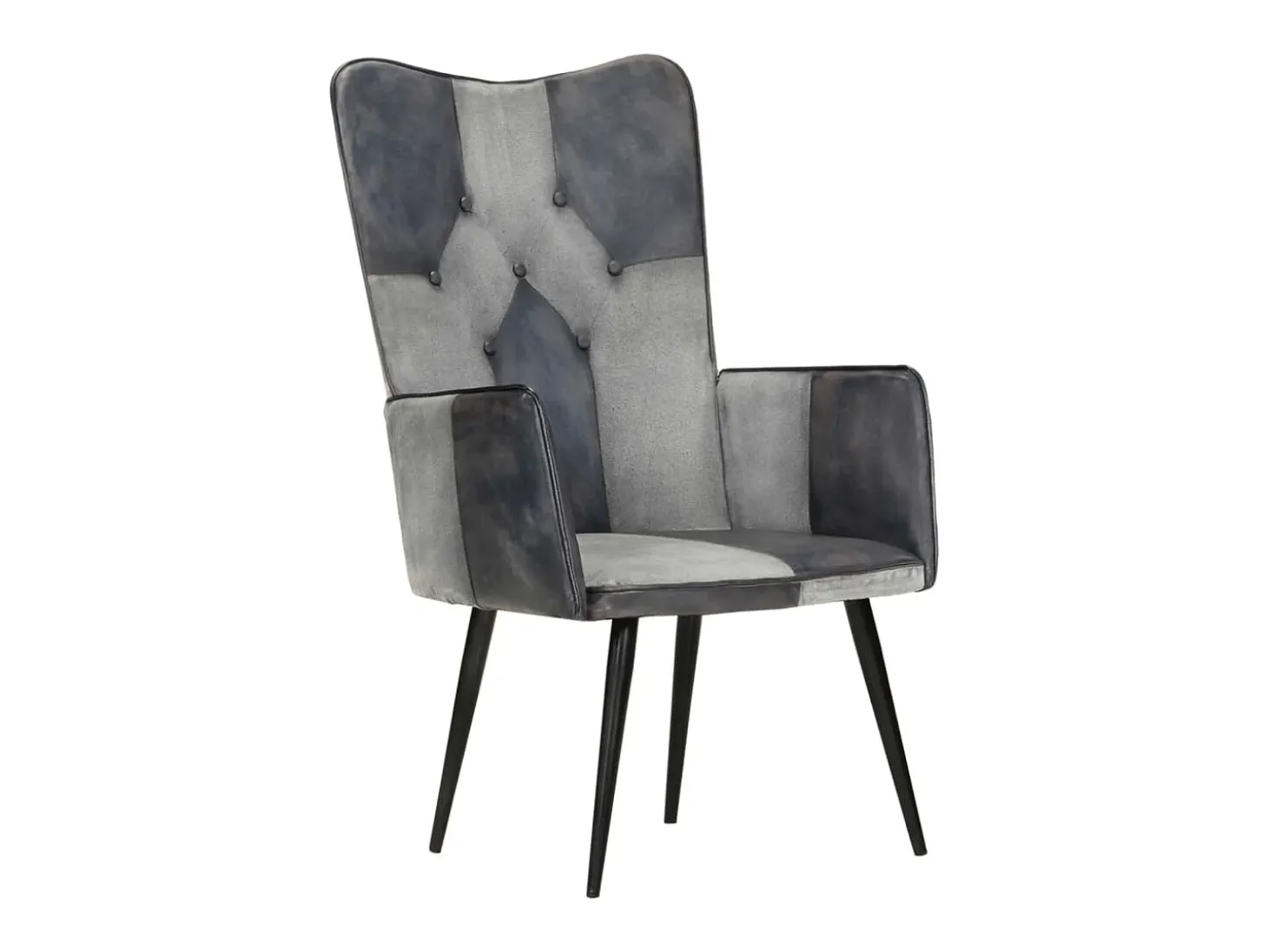 Sillón orejero de cuero auténtico gris canela ES28887