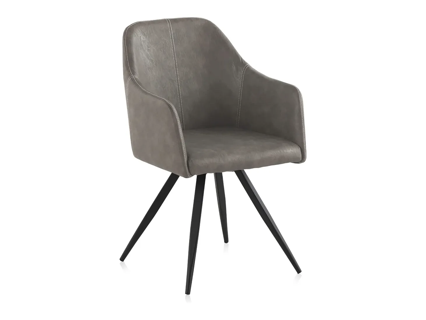 Sillón tapizado color topo patas metálicas negras