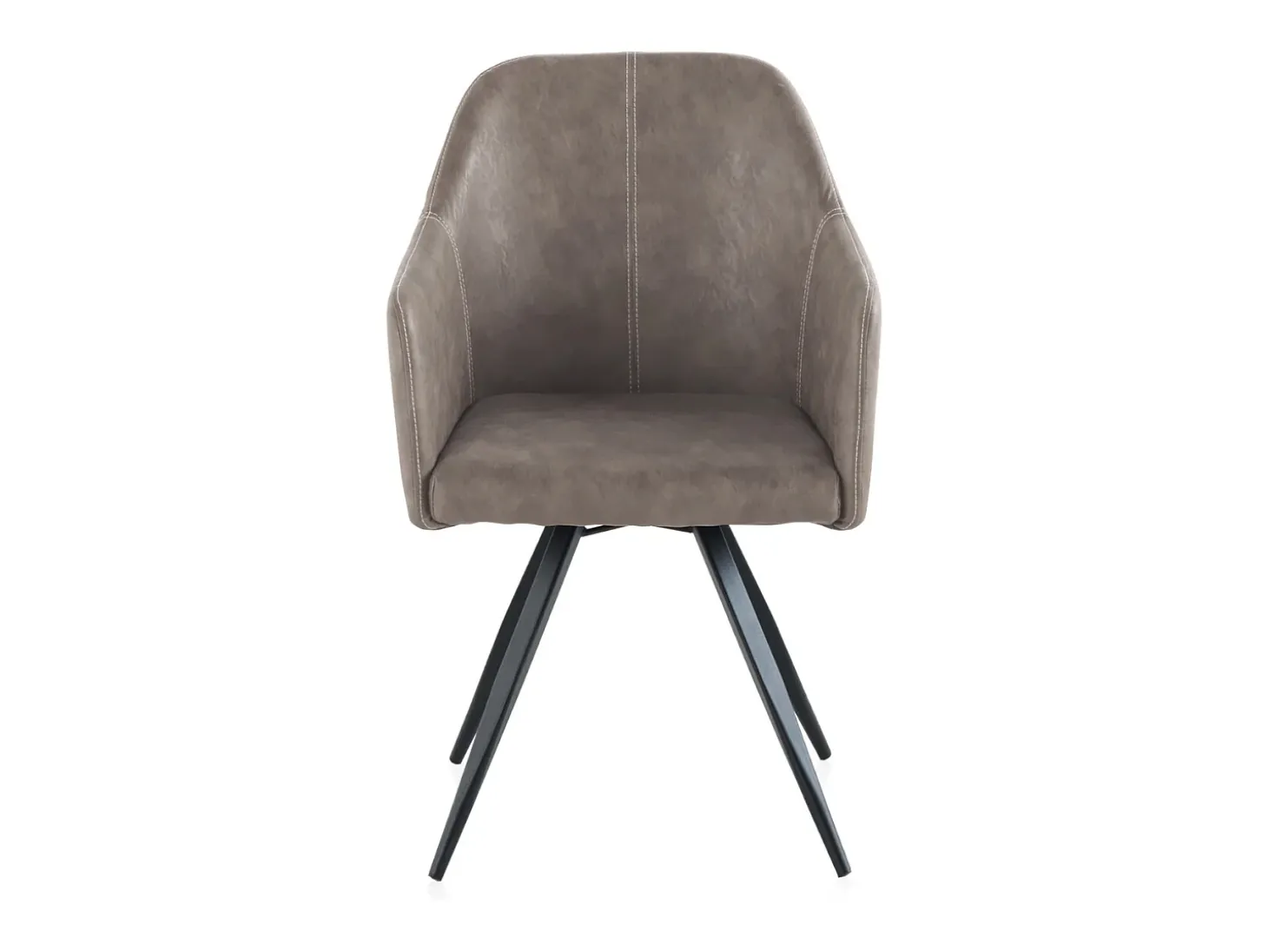 Sillón tapizado color topo patas metálicas negras