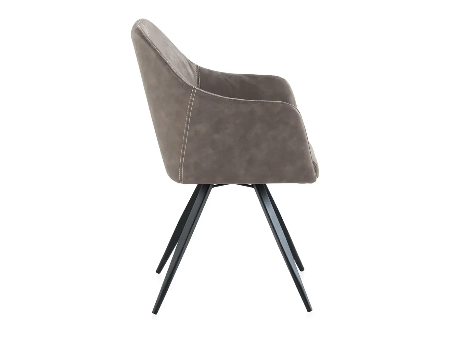 Sillón tapizado color topo patas metálicas negras