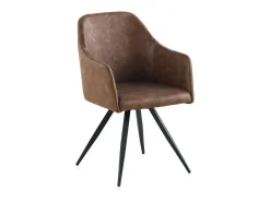 Sillón tapizado marrón patas metálicas negras