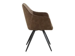 Sillón tapizado marrón patas metálicas negras