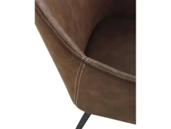 Sillón tapizado marrón patas metálicas negras