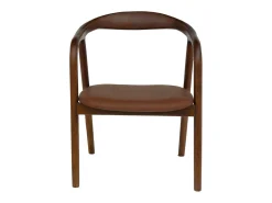 Sillones de madera de hevea y polipiel, set de 2 nogal