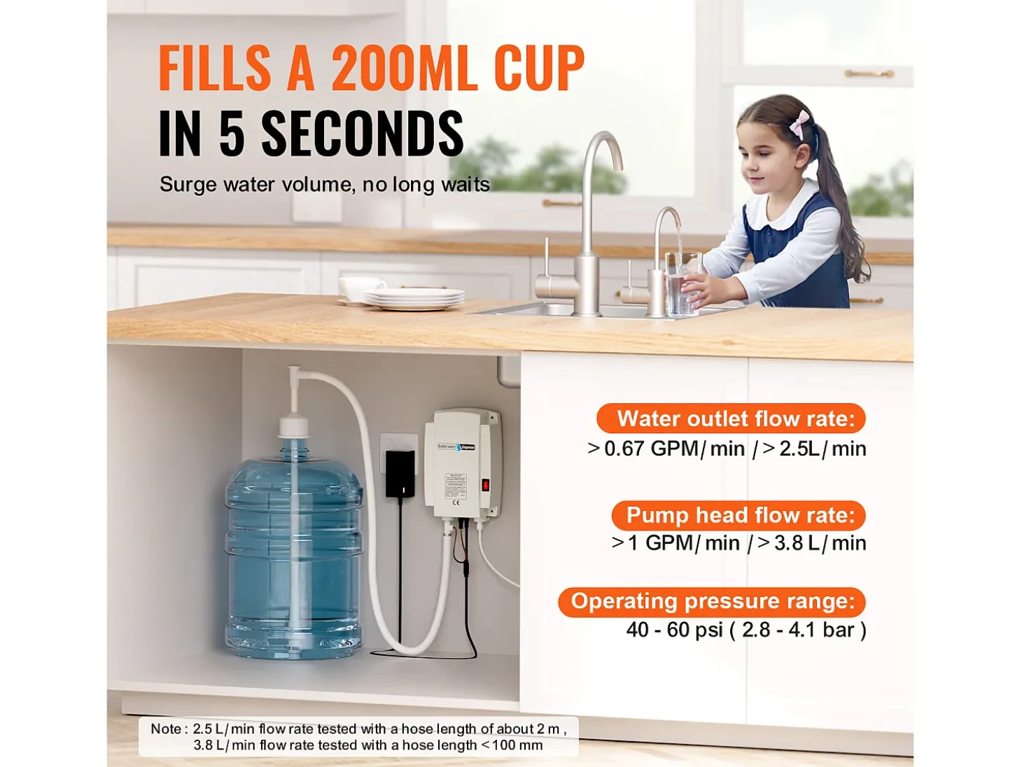 Sistema de Bomba de Distribución de Agua SucceBuy 3,78 L/min, Bomba de Distribución de Agua 40PSI