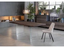 Snooker - Mesa extensible (160/240 x 90 cm) en roble marrón tratado térmicamente