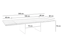 Snooker - Mesa extensible (160/240 x 90 cm) en roble marrón tratado térmicamente