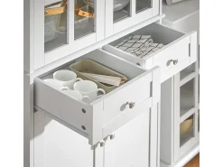 SoBuy Aparador Alto de Cocina con 4 Puertas y 2 Cajones Blanco