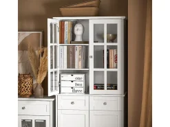 SoBuy Aparador Alto de Cocina con 4 Puertas y 2 Cajones Blanco