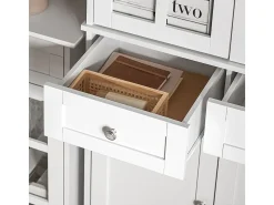 SoBuy Aparador Alto de Cocina con 4 Puertas y 2 Cajones Blanco