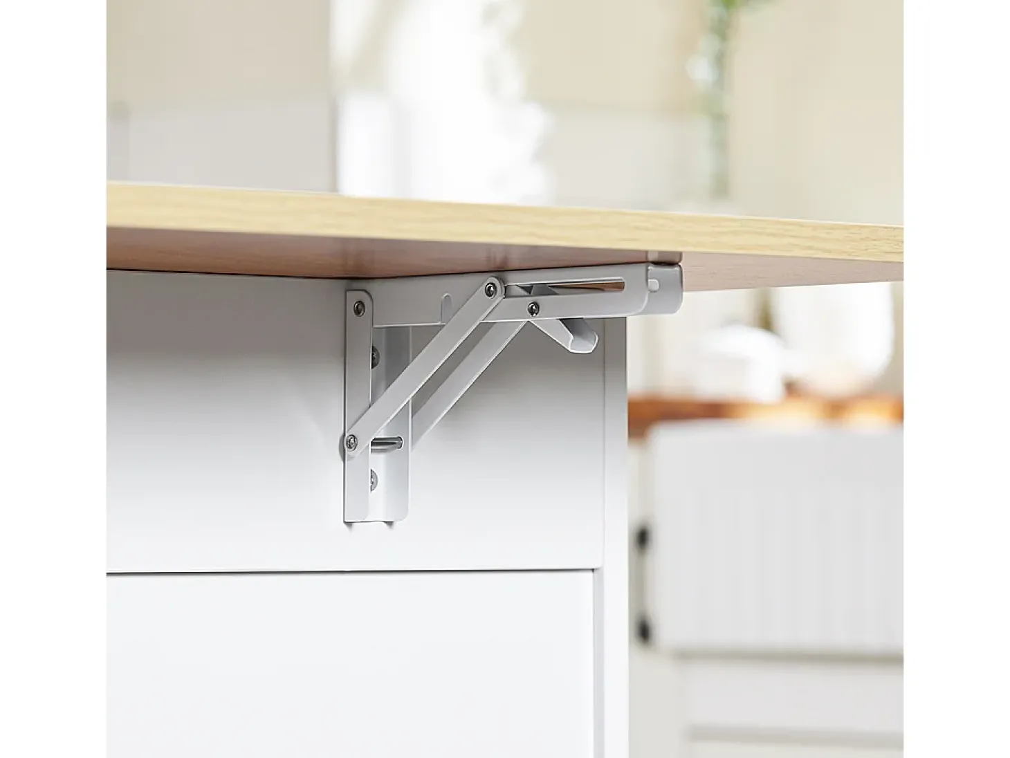 SoBuy carrito de cocina con ruedas encimera de madera extensible 2 cajones estantes ajustables blanco 113x91x44-69 cm
