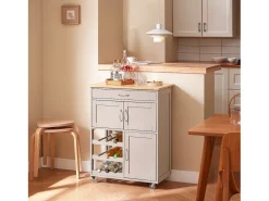SoBuy FKW45-KA - Carro de cocina con cajón, puertas y portabotellas L67cm x A37,5cm x ...