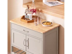 SoBuy FKW45-KA - Carro de cocina con cajón, puertas y portabotellas L67cm x A37,5cm x ...