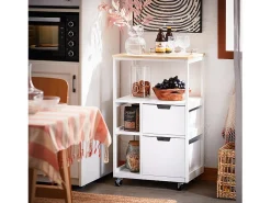 SoBuy FKW111-WN Carro de Almacenamiento con 2 Cajones y 3 Estantes 52 x 36 x 89 cm