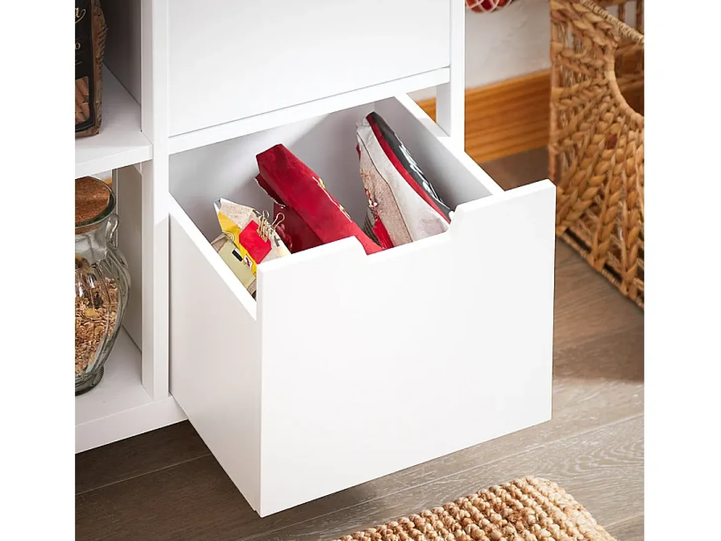 SoBuy FKW111-WN Carro de Almacenamiento con 2 Cajones y 3 Estantes 52 x 36 x 89 cm