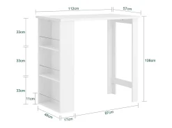 SoBuy Mesa Alta de Cocina Blanca para Espacios Pequeños