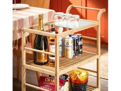 SoBuy SVW24-N Carrito Múltiuso para Cocina con 3 Estantes y 1 Tablero de Cristal 65 x 35 x 80 cm