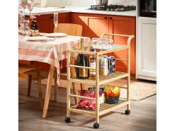 SoBuy SVW24-N Carrito Múltiuso para Cocina con 3 Estantes y 1 Tablero de Cristal 65 x 35 x 80 cm