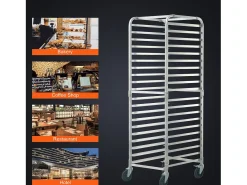 Soporte SucceBuy para Pan Comercial para 20 Hojas, Parrillas de Cocina de Aluminio con Ruedas de Freno