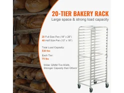 Soporte SucceBuy para Pan Comercial para 20 Hojas, Parrillas de Cocina de Aluminio con Ruedas de Freno