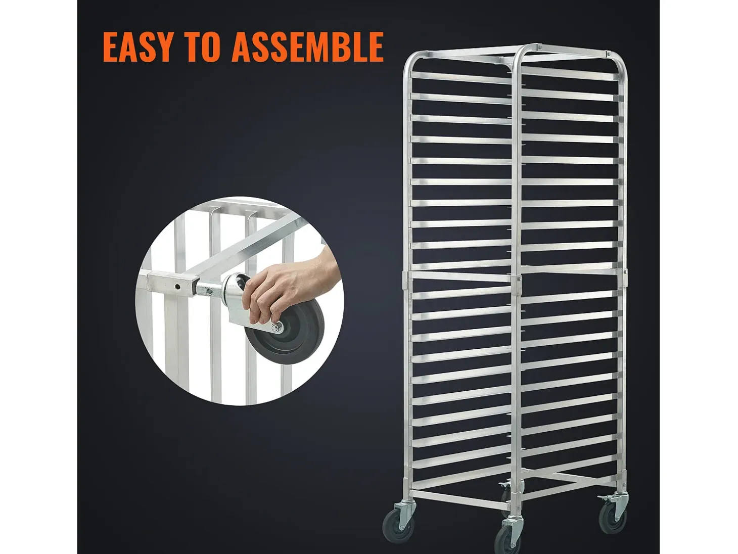 Soporte SucceBuy para Pan Comercial para 20 Hojas, Parrillas de Cocina de Aluminio con Ruedas de Freno