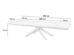 Spike - Mesa extensible (200/300 x 100 cm) en chapa de roble negro