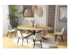 STELLIA-Silla de terciopelo beige y metal negro (x2)