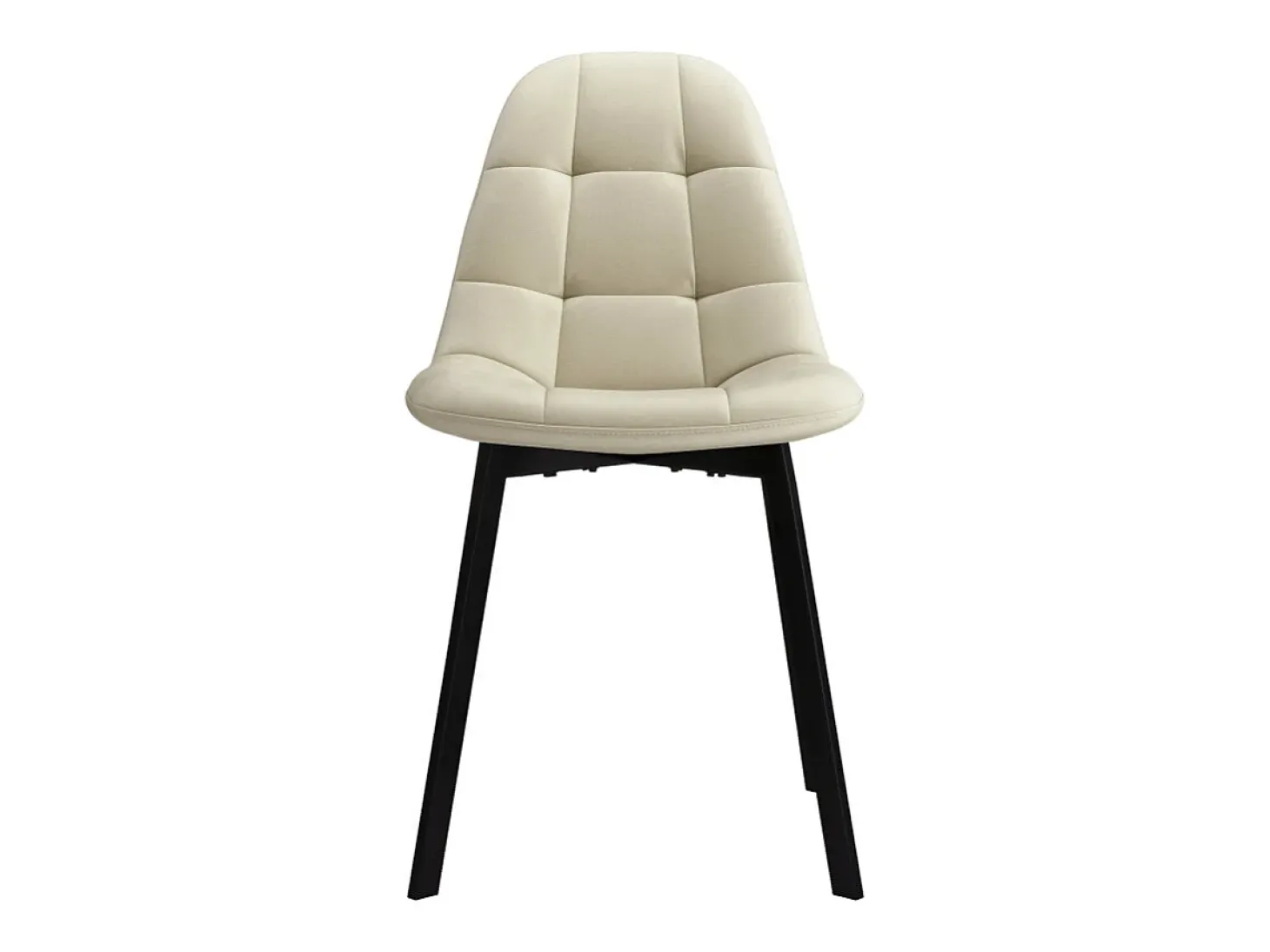STELLIA-Silla de terciopelo beige y metal negro (x2)