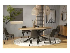 STELLIA-Silla de terciopelo marrone y metal negro (x2)