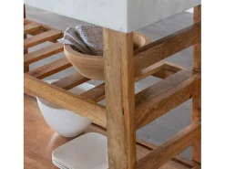 Tabla de cocina de mármol y madera Louca con almacenamiento - Made in Meubles
