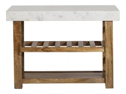 Tabla de cocina de mármol y madera Louca con almacenamiento - Made in Meubles