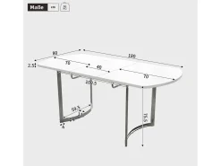 Tabla de comedor extensible de 4 a 6 personas - MDF White Lacqueed - Máx 60 kg de carga - 140/180x80x75cm