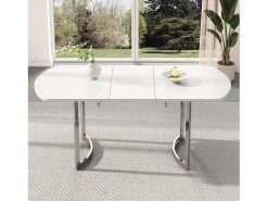 Tabla de comedor extensible de 4 a 6 personas - MDF White Lacqueed - Máx 60 kg de carga - 140/180x80x75cm