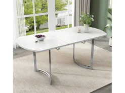 Tabla de comedor extensible de 4 a 6 personas - MDF White Lacqueed - Máx 60 kg de carga - 140/180x80x75cm