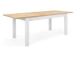 Table à manger extensible effet chêne piètement blanc 160/215 cm - Odense