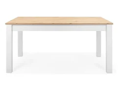 Table à manger extensible effet chêne piètement blanc 160/215 cm - Odense