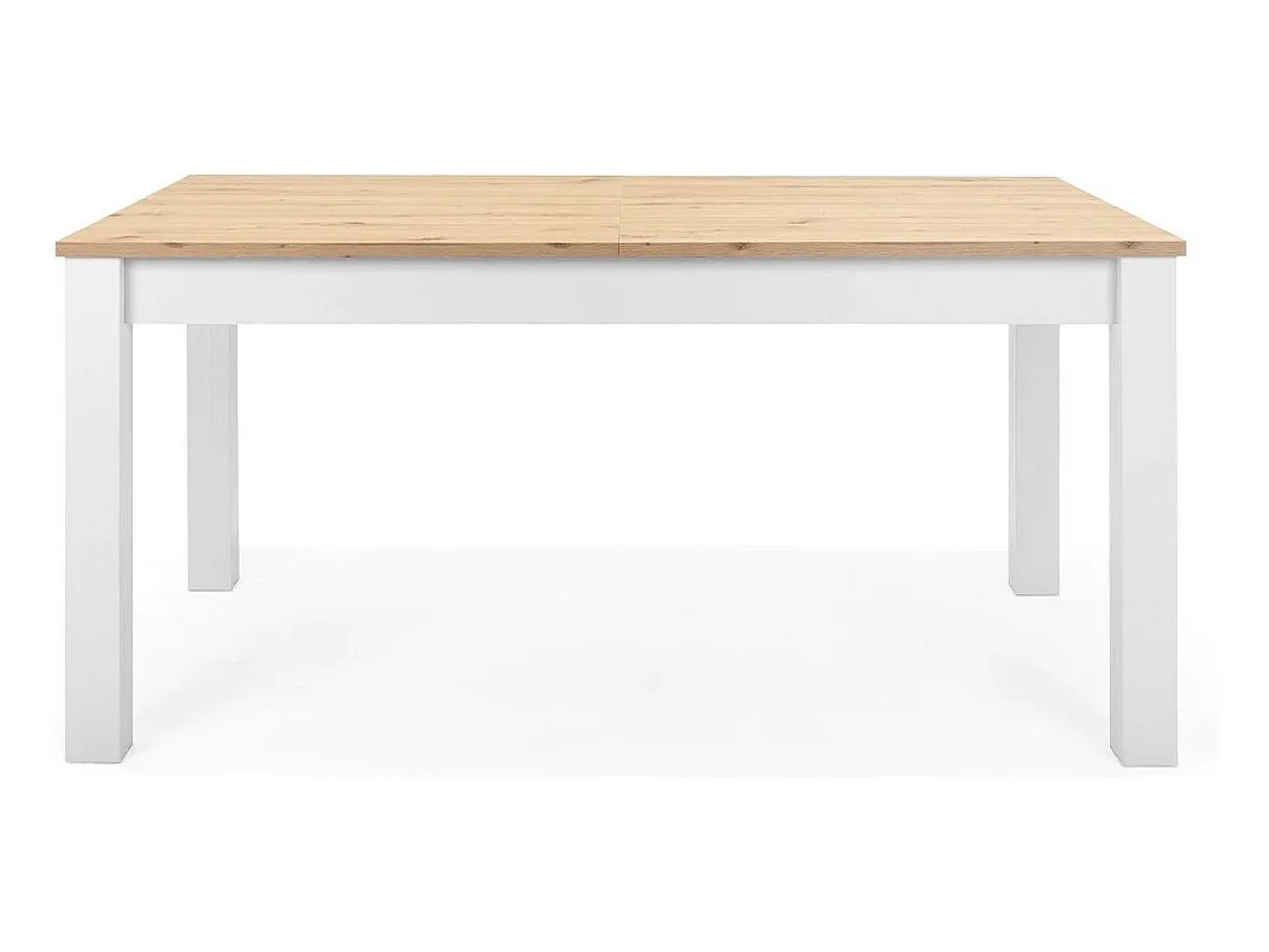 Table à manger extensible effet chêne piètement blanc 160/215 cm - Odense